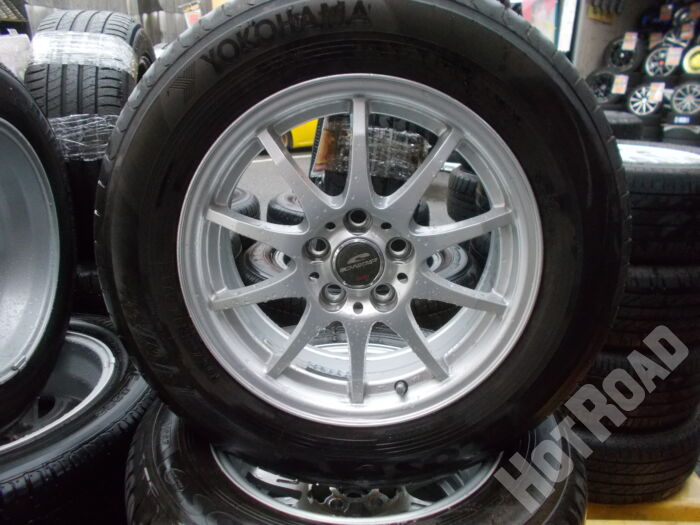 【中古ホイールタイヤセット】A-TECH シュナイダー　ヨコハマ エコス　195/65R15　15インチ 4H100　アルミセット4本