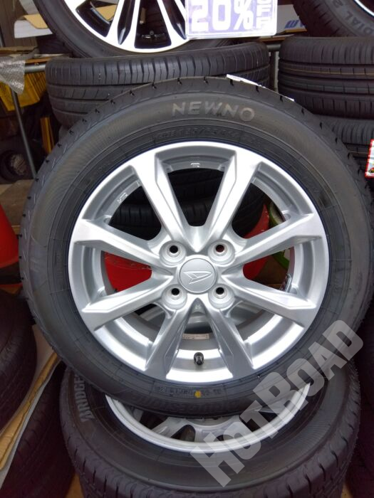 【中古ホイール新品タイヤセット】ブリヂストン　155/65R14　ダイハツ純正　14インチ 4H100　アルミセット4本